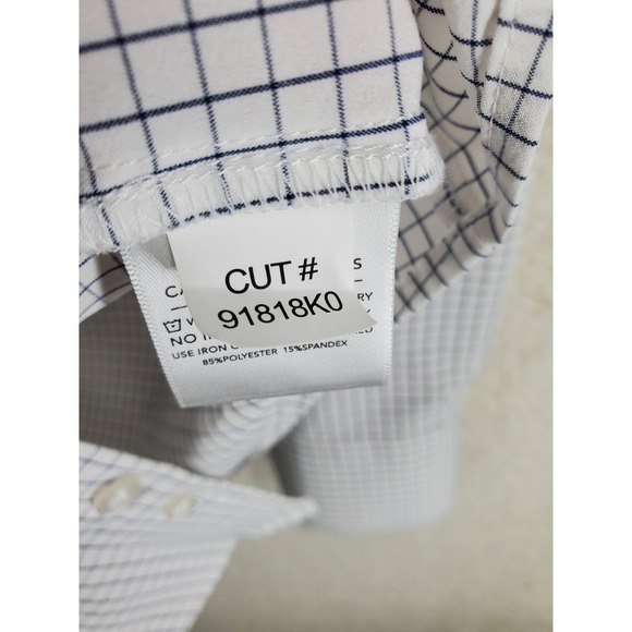 Mizzen Main Leeward Shirt Mens XL Tall Trim Fit Blue White Grid Check Stretch LS - Picture 9 of 11